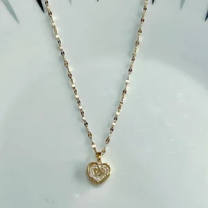 Crystal Heart Necklace Mini Movable Crystal in heart